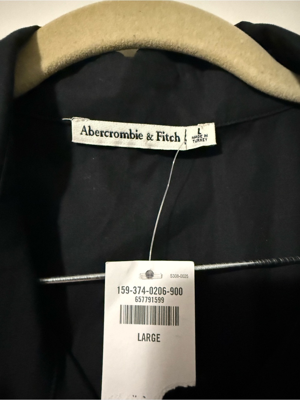 Abercrombie & Fitch Black Long Sleeve Poplin Nipped Waist Shirt Mini Dress NWT L - Picture 3 of 7